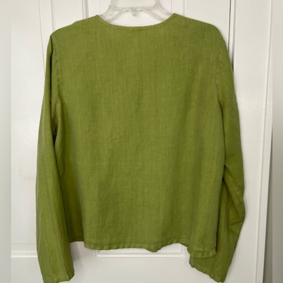 Heaven 100% Linen Womens Long Sleeve Button Front Top Shirt L Coastal Grandma - Picture 5 of 12